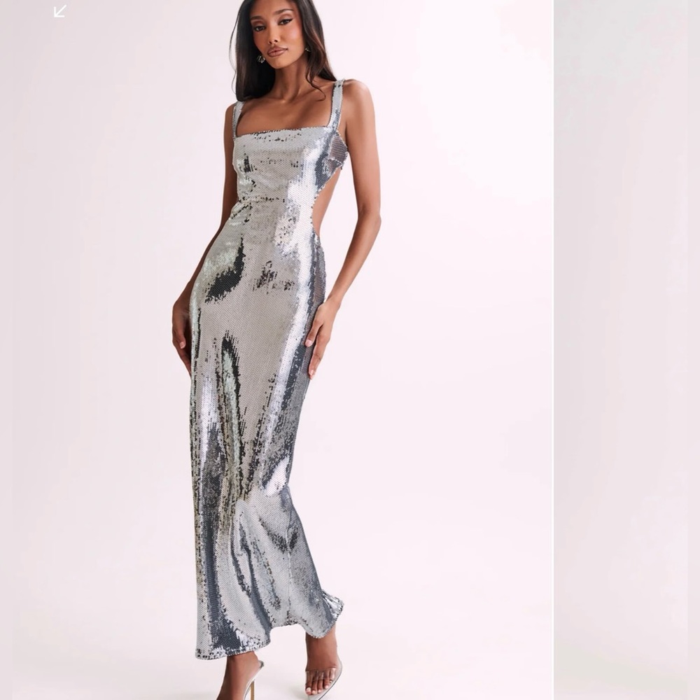 Meshki “Adoria” Sequin Cut Out Maxi Dress